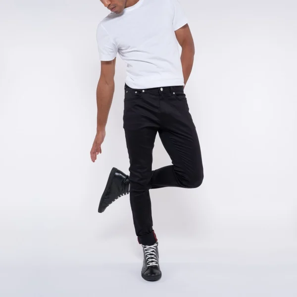 De Qualité 1083 JEANS SKINNY 107 SUPER FUSELE Coton Bio Microdenim Doubleflex Uni Noir 3