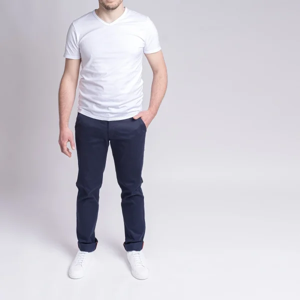 1083 CHINO AJUSTE 163 Coton Bio Filidenim Flex Uni Bleu Marine Homme belle 1