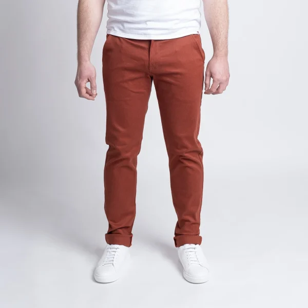 france en ligne 1083 CHINO AJUSTE 163 Coton Bio Filidenim Flex Uni Terracotta Homme 5