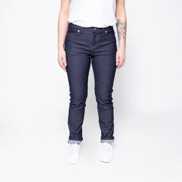 soldes ligne 1083 JEANS AJUSTE 203 Coton Bio Superdenim Flex Indigo Brut Femme 1