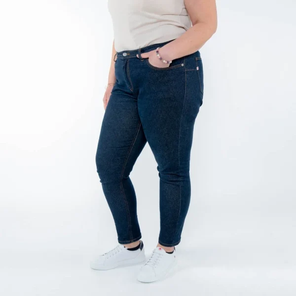 1083 JEANS SLIM 244 O’ Taille Haute Coton Bio Filidenim Flex Bleu Femme à prix très bas 4