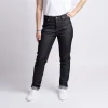 marques de renommée 1083 JEANS SLIM 254 Taille Haute Coton Bio Superdenim Flex Noir Brut Femme 22