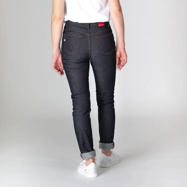 1083 JEANS SLIM 254 FUSELE Taille Haute Coton Bio Indigo Brut boutique en ligne 3