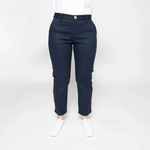 1083 CHINO AJUSTE 7/8EME 263 Coton Bio Filidenim Flex Uni Bleu Marine Femme magasin 1