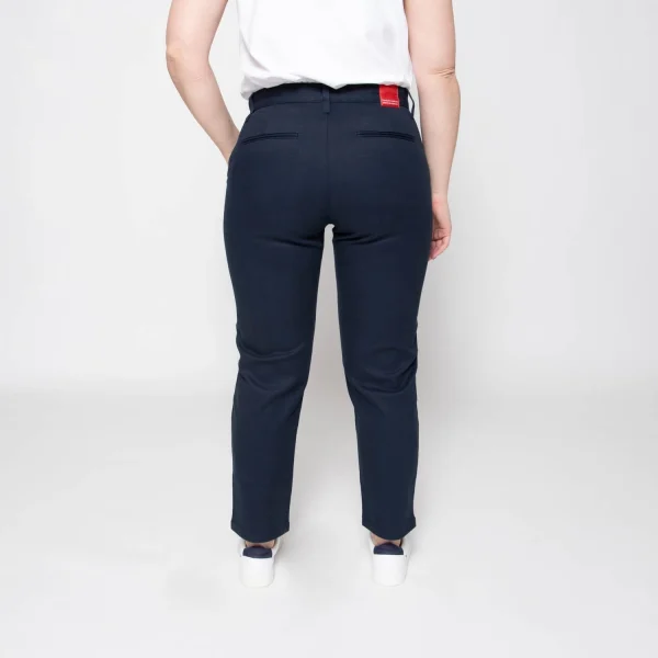 1083 CHINO AJUSTE 7/8EME 263 Coton Bio Filidenim Flex Uni Bleu Marine Femme magasin 5