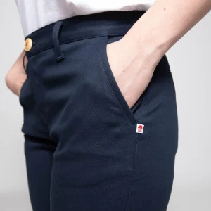 1083 CHINO AJUSTE 7/8EME 263 Coton Bio Filidenim Flex Uni Bleu Marine Femme magasin 18