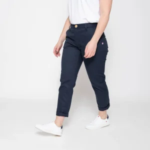 1083 CHINO AJUSTE 7/8EME 263 Coton Bio Filidenim Flex Uni Bleu Marine Femme magasin 14