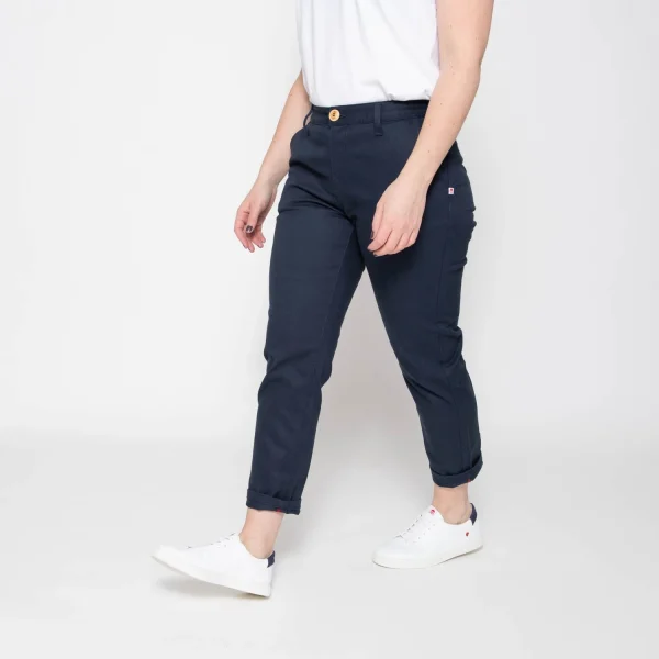 1083 CHINO AJUSTE 7/8EME 263 Coton Bio Filidenim Flex Uni Bleu Marine Femme magasin 4