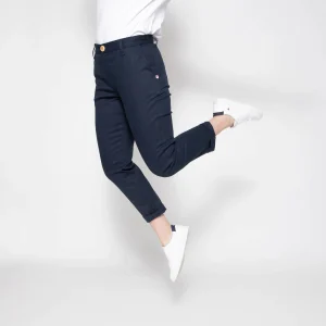 1083 CHINO AJUSTE 7/8EME 263 Coton Bio Filidenim Flex Uni Bleu Marine Femme magasin 24