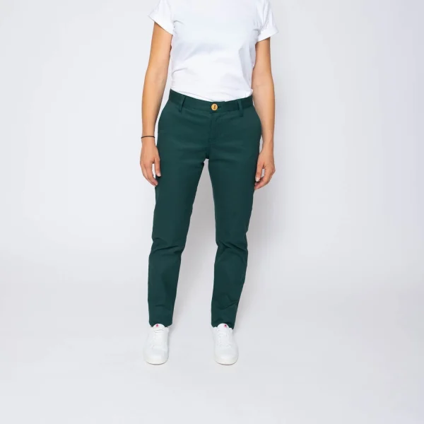 1083 CHINO AJUSTE 263 Coton Bio Filidenim Flex Uni Vert Emeraude Femme dernière tendance 1