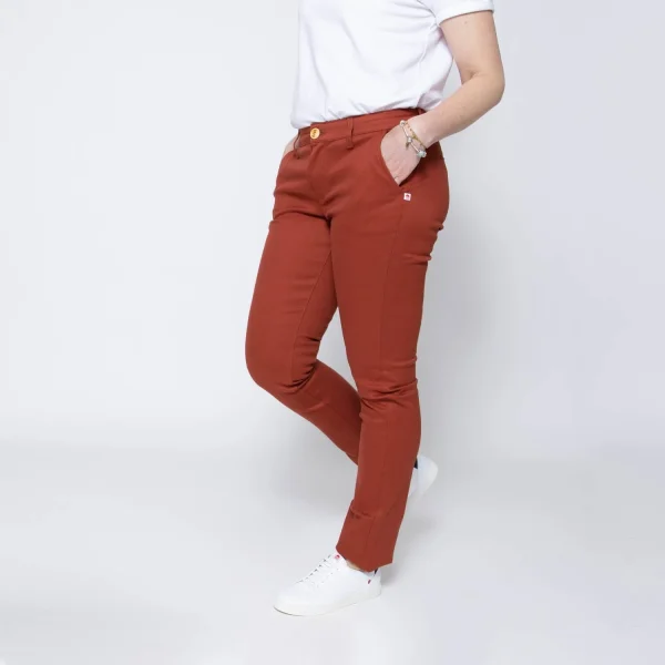 1083 CHINO SLIM 264 FUSELE Coton Bio Filidenim Flex Uni Terracotta Femme pas cher 3