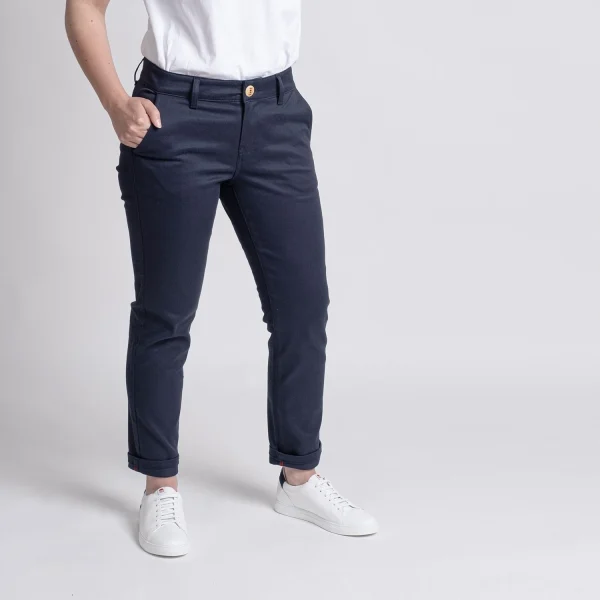 Top ventes 1083 CHINO SLIM 7/8EME 264 FUSELE Coton Bio Filidenim Flex Uni Bleu Marine 4