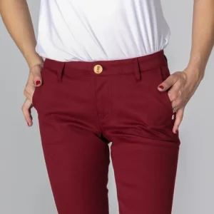 1083 CHINO SLIM 264 FUSELE Coton Bio Filidenim Flex Uni Bordeaux Femme belle 12