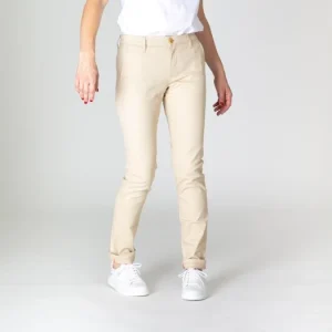 site pas cher 1083 CHINO SLIM 264 FUSELE Coton Bio Filidenim Flex Uni Sable Femme 9