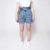 mode 1083 SHORT AMPLE 279 NOUE Taille Haute Coton Bio Uni Bleu Horizon 19