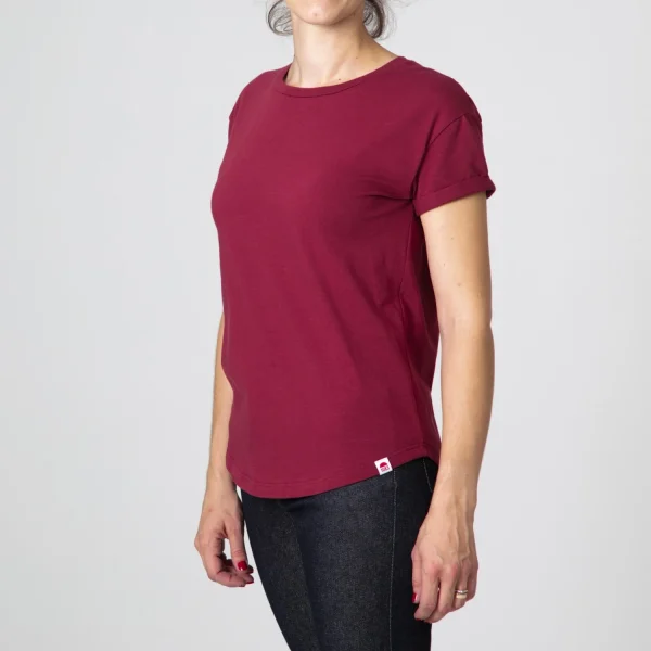 1083 T-SHIRT COL ROND 403 UNI Coton Bio Bordeaux Femme Les achats en ligne 3