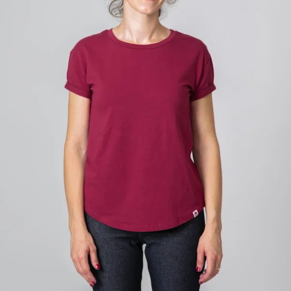 1083 T-SHIRT COL ROND 403 UNI Coton Bio Bordeaux Femme Les achats en ligne 1