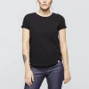 boutique pas cher 1083 T-SHIRT COL ROND 403 UNI Coton Bio Noir Femme 19