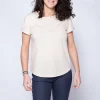 prix pas cher 1083 T-SHIRT COL ROND 403 UNI Coton Bio Beige Femme 19