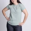 1083 T-SHIRT COL ROND 403 UNI Coton Bio Vert De Gris Femme Acheter 23