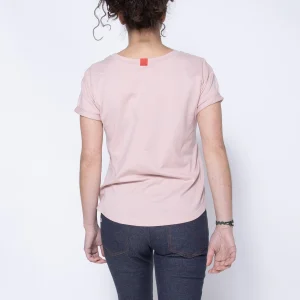 1083 T-SHIRT COL ROND 403 UNI Coton Bio Vieux Rose Femme grande marque pas cher 11