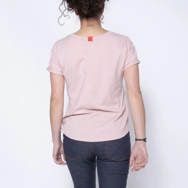 1083 T-SHIRT COL ROND 403 UNI Coton Bio Vieux Rose Femme grande marque pas cher 4