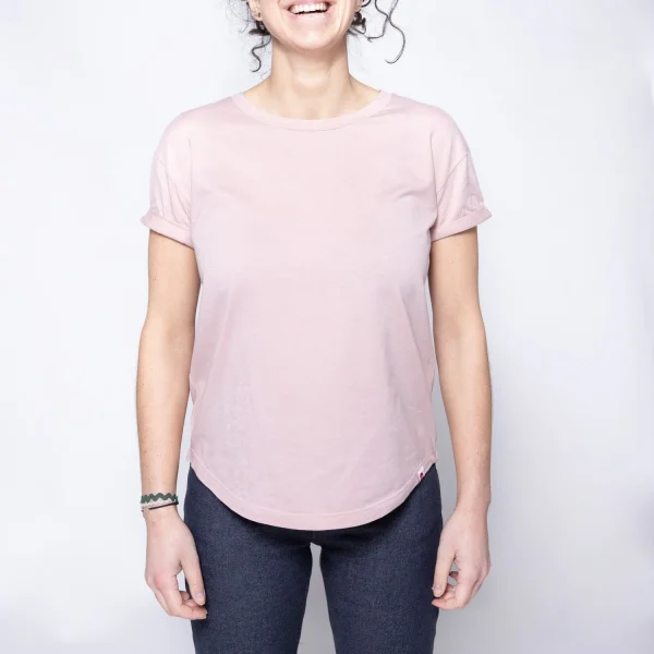 1083 T-SHIRT COL ROND 403 UNI Coton Bio Vieux Rose Femme grande marque pas cher 1