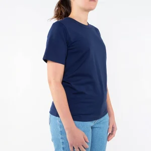 outlet soldes 1083 T-SHIRT DROIT 404 UNI Coton Bio Bleu Marine Femme 11