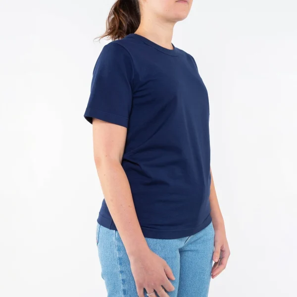 outlet soldes 1083 T-SHIRT DROIT 404 UNI Coton Bio Bleu Marine Femme 4