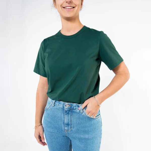 1083 T-SHIRT DROIT 404 UNI Coton Bio Vert Emeraude Femme magasin paris 3