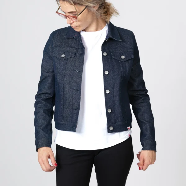 1083 VESTE DROITE 602 Coton Bio Superdenim Flex Indigo Brut Femme magasins pas chers 1