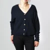 REMISE allant jusqu. 1083 CARDIGAN 618 VOLONTAIRE Laine Recyclee Bleu Femme 28