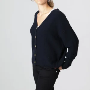 REMISE allant jusqu. 1083 CARDIGAN 618 VOLONTAIRE Laine Recyclee Bleu Femme 11