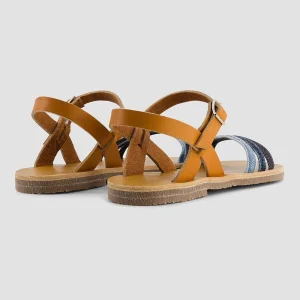 soldes luxe 1083 SANDALES 931 Coton Bio Cuir Camel/Multi Délavé Unisexe 10