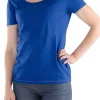 magasin en ligne france 1083 T-SHIRT COL ROND 402 UNI Coton Bio Bleu Femme 20