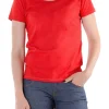 1083 T-SHIRT COL ROND 402 UNI Coton Bio Rouge Femme destockage 10