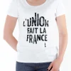 Prix très abordable 1083 T-SHIRT 412 L’UNION FAIT LA FRANCE Coton Bio Blanc Femme 8