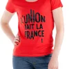 1083 T-SHIRT 412 L’UNION FAIT LA FRANCE Coton Bio Rouge Femme excellente qualité 10